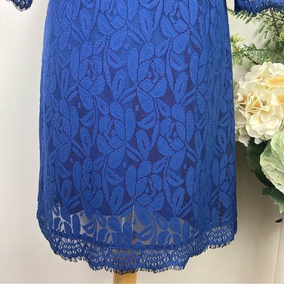 LONDON TIMES dress | lace | blue | size 4 - Picture 6 of 9